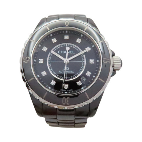 黑色 陶瓷 不鏽鋼 鑽石 J12 機械腕錶【CHANEL 香奈兒】 H1626