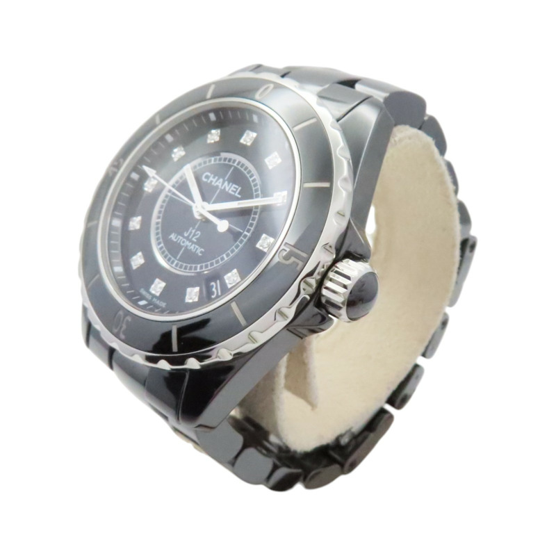 黑色 陶瓷 不鏽鋼 鑽石 J12 機械腕錶【CHANEL 香奈兒】 H1626-1