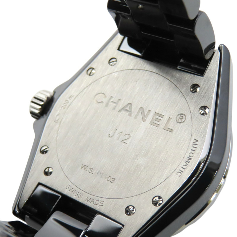 黑色 陶瓷 不鏽鋼 鑽石 J12 機械腕錶【CHANEL 香奈兒】 H1626-4