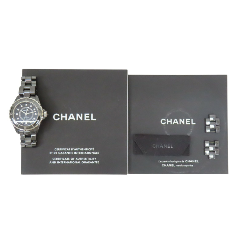 黑色 陶瓷 不鏽鋼 鑽石 J12 機械腕錶【CHANEL 香奈兒】 H1626-8