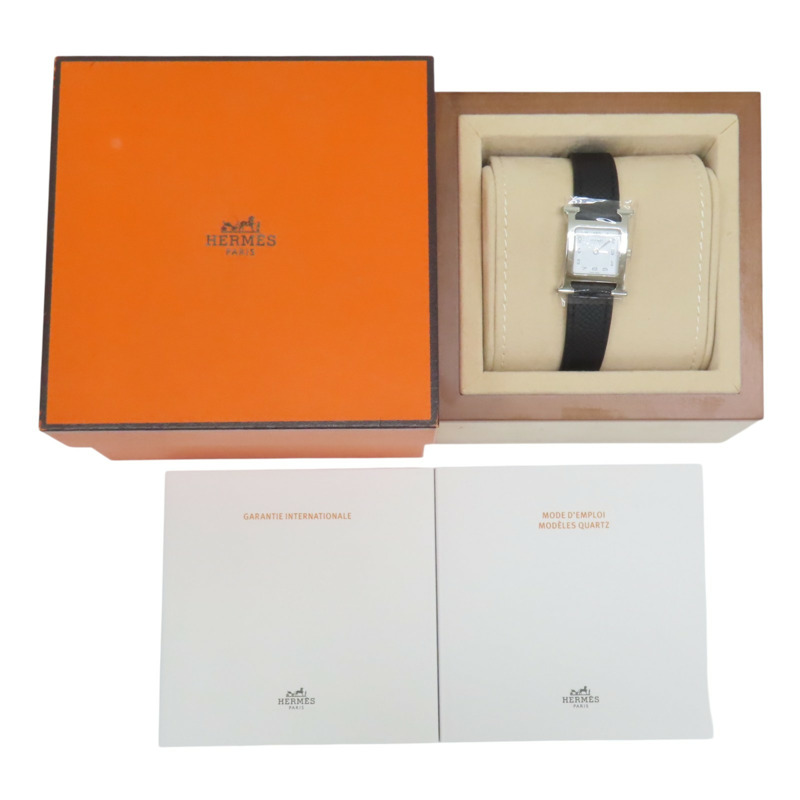 白色錶面 不鏽鋼 EPSOM牛皮錶帶 H Watch 石英腕錶【HERMES 愛馬仕】 HH1.210-7