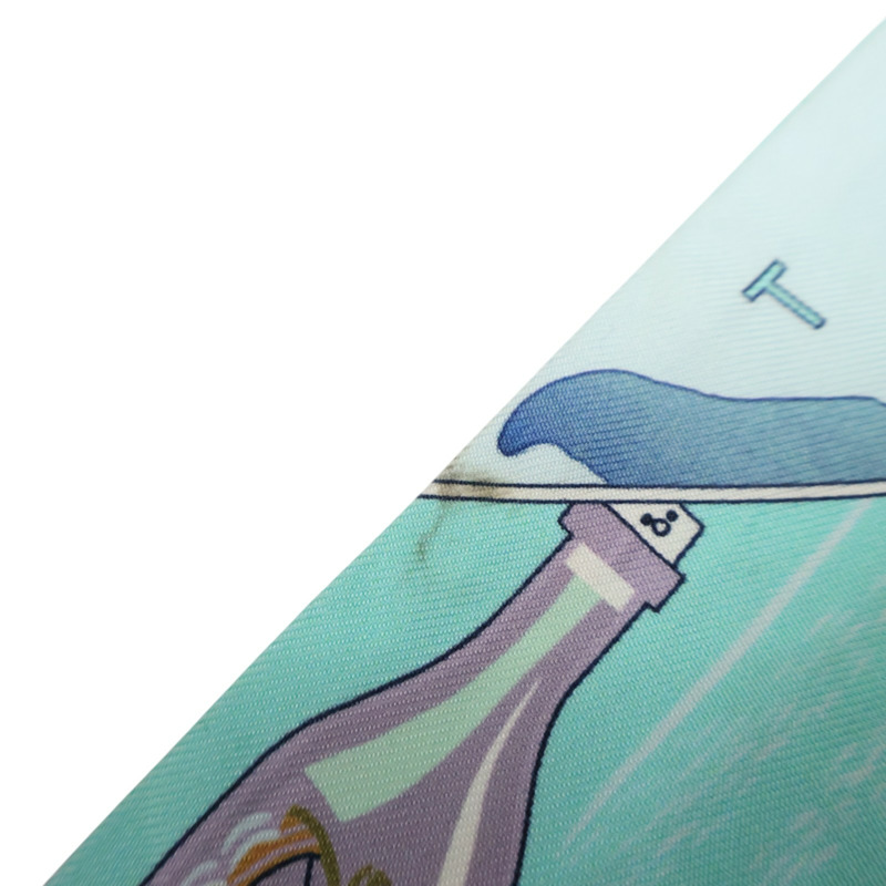 湖水綠 流水瓶 絲綢 Twilly 絲巾 (污漬/脫線)【HERMES 愛馬仕】-9