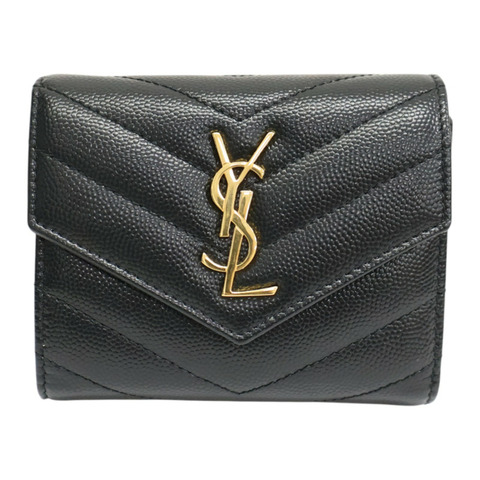 黑色 牛皮 扣式短夾【SAINT LAURENT 聖羅蘭】 692061