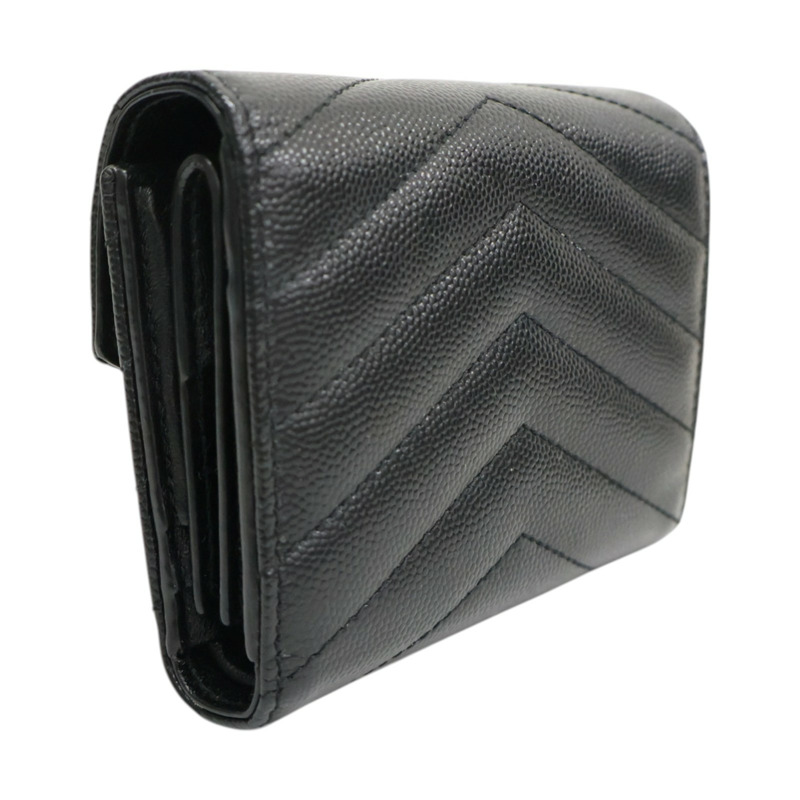 黑色 牛皮 扣式短夾【SAINT LAURENT 聖羅蘭】 692061-1