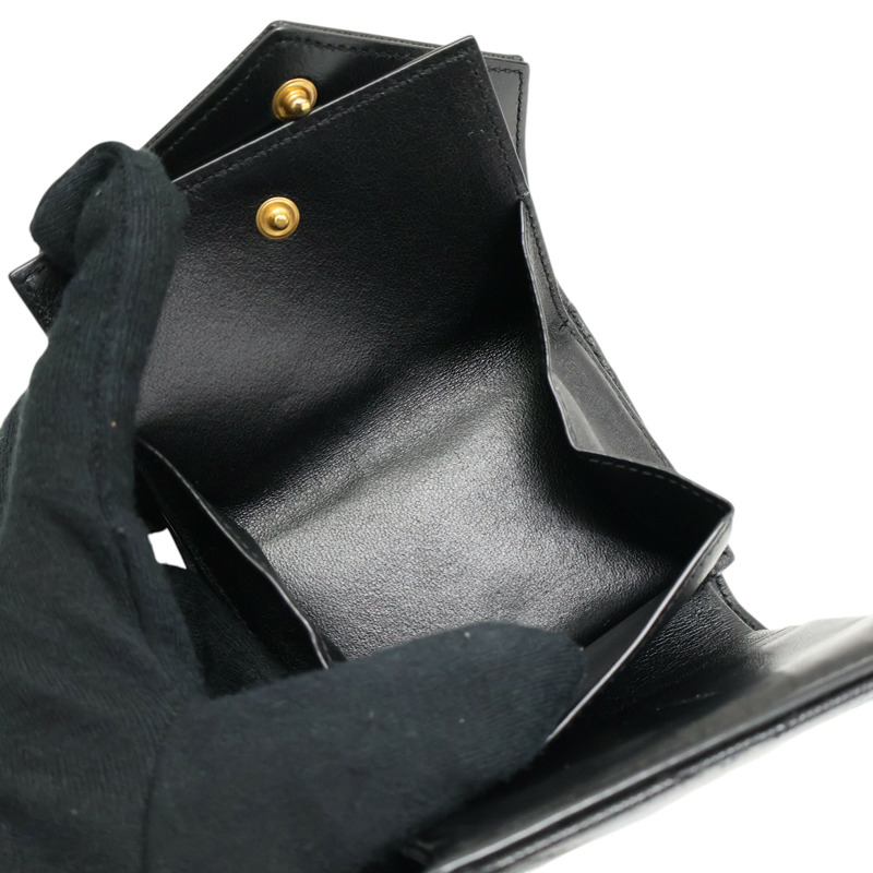 黑色 牛皮 扣式短夾【SAINT LAURENT 聖羅蘭】 692061-3