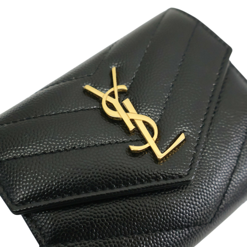 黑色 牛皮 扣式短夾【SAINT LAURENT 聖羅蘭】 692061-7