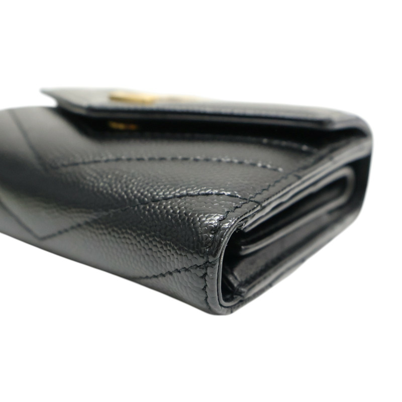 黑色 牛皮 扣式短夾【SAINT LAURENT 聖羅蘭】 692061-9