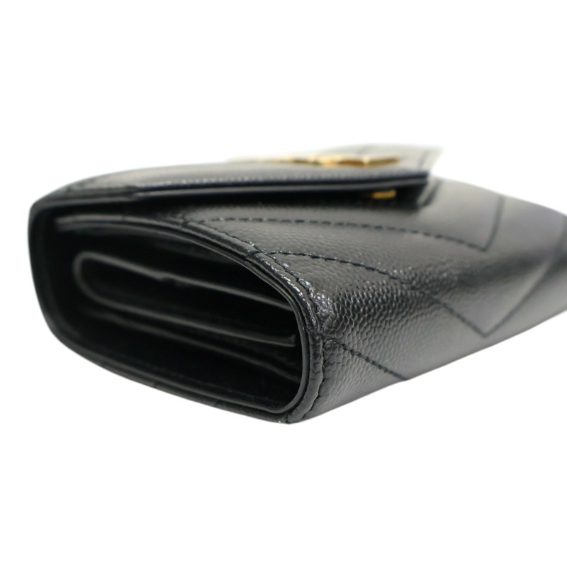 黑色 牛皮 扣式短夾【SAINT LAURENT 聖羅蘭】 692061-10