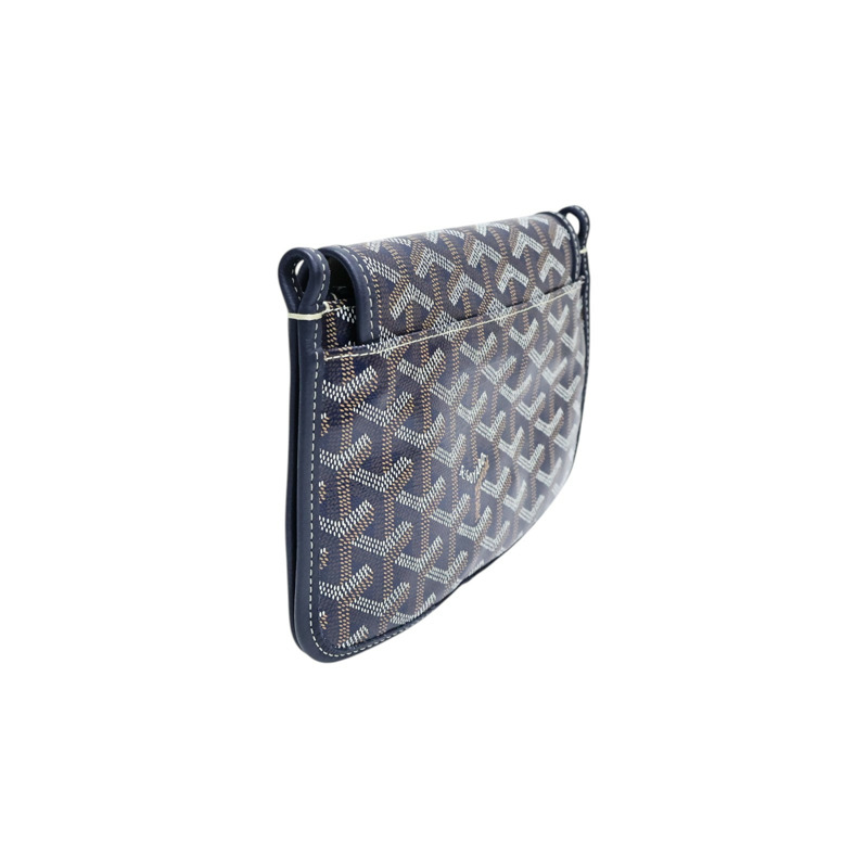 海軍藍色 Goyardine帆布 Plumet Pocket Wallet 肩背包【GOYARD 高雅德】 PLUMETPMLTY12CL12P-1