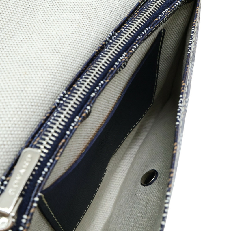 海軍藍色 Goyardine帆布 Plumet Pocket Wallet 肩背包【GOYARD 高雅德】 PLUMETPMLTY12CL12P-2