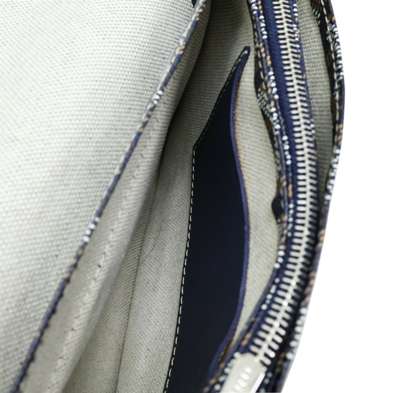 海軍藍色 Goyardine帆布 Plumet Pocket Wallet 肩背包【GOYARD 高雅德】 PLUMETPMLTY12CL12P-3