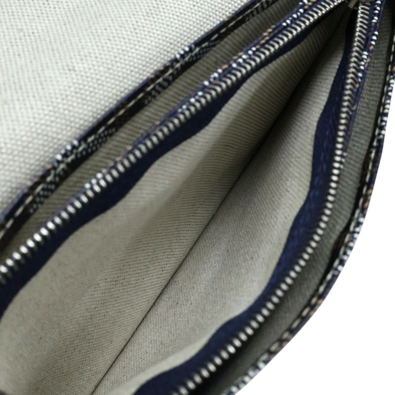 海軍藍色 Goyardine帆布 Plumet Pocket Wallet 肩背包【GOYARD 高雅德】 PLUMETPMLTY12CL12P-4