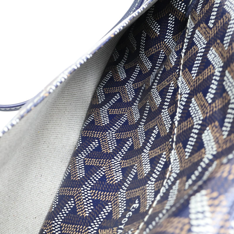 海軍藍色 Goyardine帆布 Plumet Pocket Wallet 肩背包【GOYARD 高雅德】 PLUMETPMLTY12CL12P-5