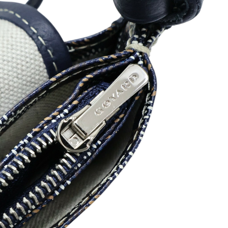 海軍藍色 Goyardine帆布 Plumet Pocket Wallet 肩背包【GOYARD 高雅德】 PLUMETPMLTY12CL12P-8