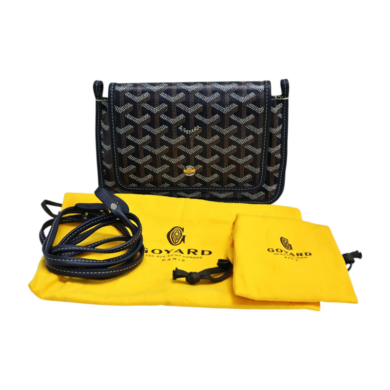 海軍藍色 Goyardine帆布 Plumet Pocket Wallet 肩背包【GOYARD 高雅德】 PLUMETPMLTY12CL12P-11