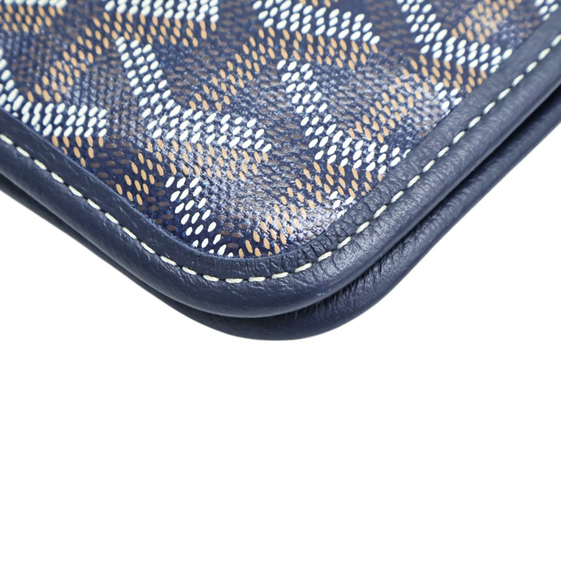海軍藍色 Goyardine帆布 Plumet Pocket Wallet 肩背包【GOYARD 高雅德】 PLUMETPMLTY12CL12P-12