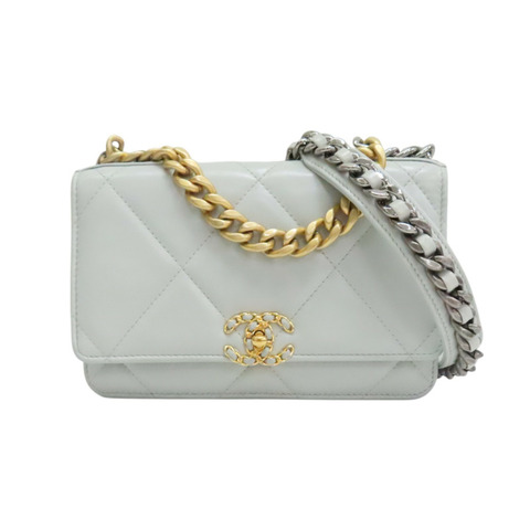 灰色 羊皮 19 WOC 兩用包 金釦 (染色)【CHANEL 香奈兒】 AP0957