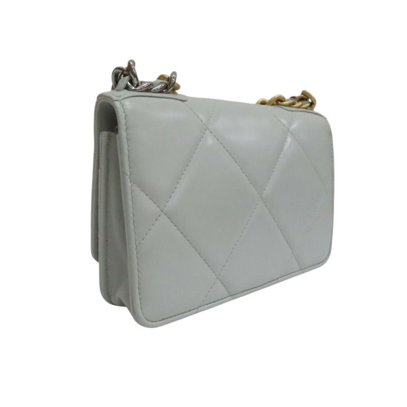 灰色 羊皮 19 WOC 兩用包 金釦 (染色)【CHANEL 香奈兒】 AP0957-1