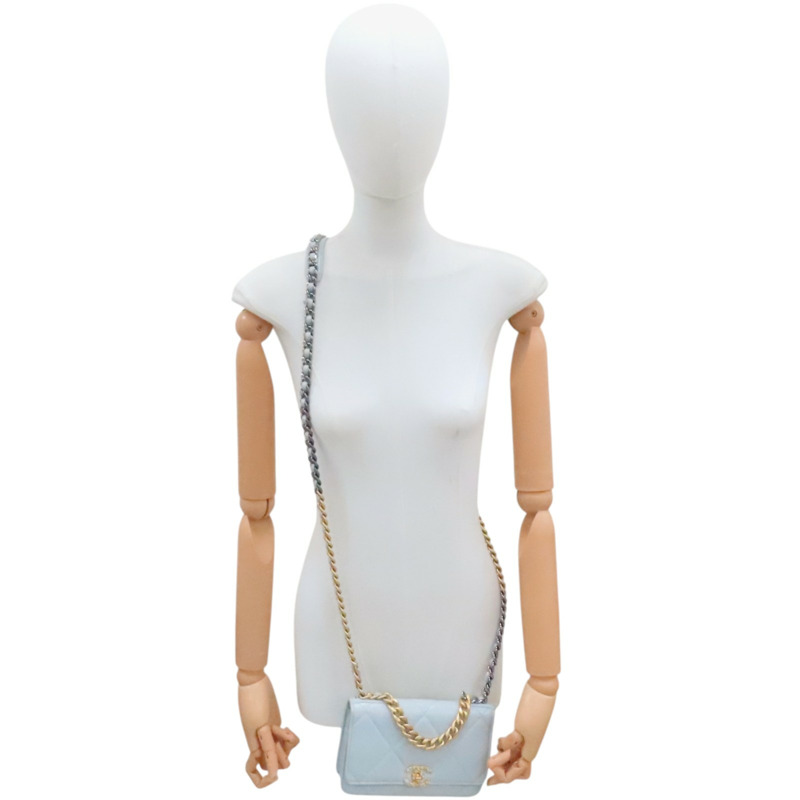 灰色 羊皮 19 WOC 兩用包 金釦 (染色)【CHANEL 香奈兒】 AP0957-11