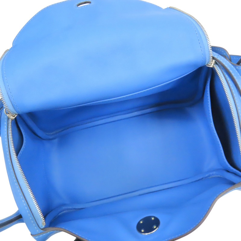 天堂藍色 Swift牛皮 Lindy 26 肩背包 銀釦 X刻【HERMES 愛馬仕】 H073428CK-2