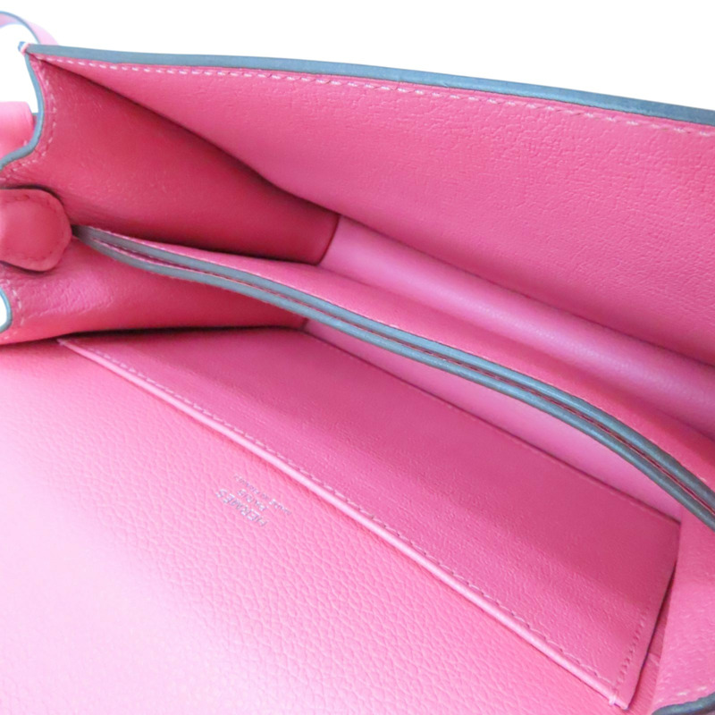 唇膏粉 EVERCOLOR牛皮 Roulis Mini 肩背包 C刻 銀釦【HERMES 愛馬仕】 H070510CK-2