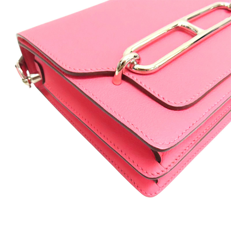 唇膏粉 EVERCOLOR牛皮 Roulis Mini 肩背包 C刻 銀釦【HERMES 愛馬仕】 H070510CK-8