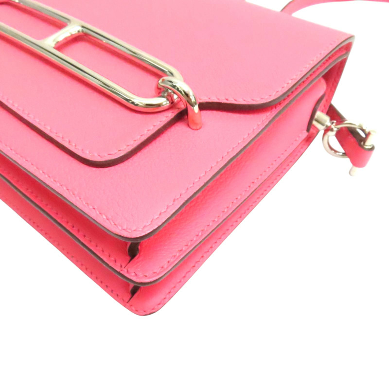 唇膏粉 EVERCOLOR牛皮 Roulis Mini 肩背包 C刻 銀釦【HERMES 愛馬仕】 H070510CK-9