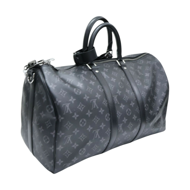 黑色 原花帆布 Keepall Bandouliere 45 兩用包【LOUIS VUITTON LV 路易威登】 M40569-1