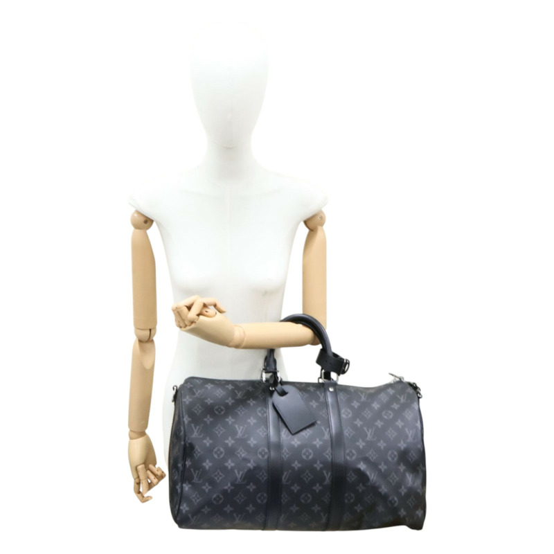 黑色 原花帆布 Keepall Bandouliere 45 兩用包【LOUIS VUITTON LV 路易威登】 M40569-7