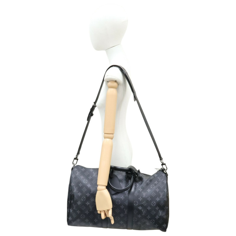 黑色 原花帆布 Keepall Bandouliere 45 兩用包【LOUIS VUITTON LV 路易威登】 M40569-8