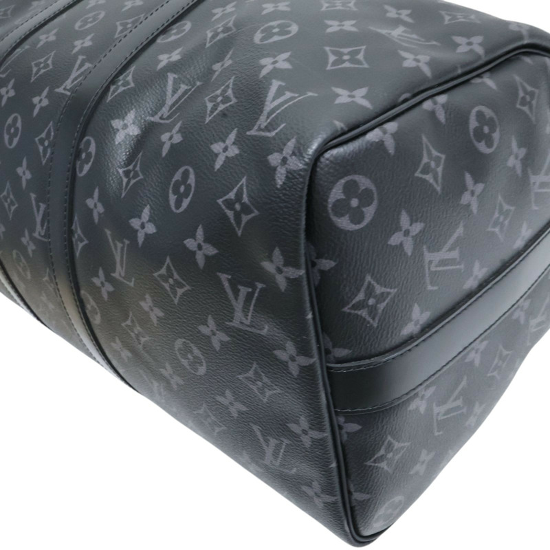 黑色 原花帆布 Keepall Bandouliere 45 兩用包【LOUIS VUITTON LV 路易威登】 M40569-11