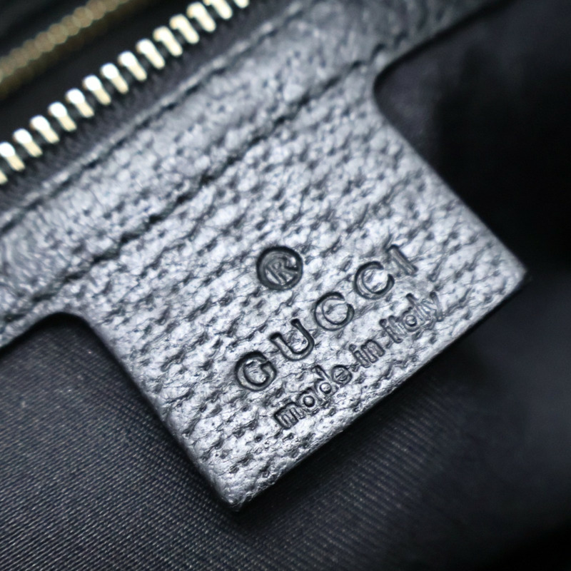 深藍色 緹花帆布 牛皮飾邊 Jackie GG 肩背包【GUCCI 古馳】 124407-4