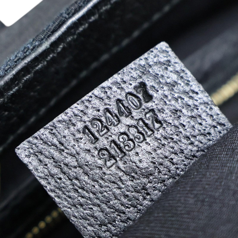 深藍色 緹花帆布 牛皮飾邊 Jackie GG 肩背包【GUCCI 古馳】 124407-5