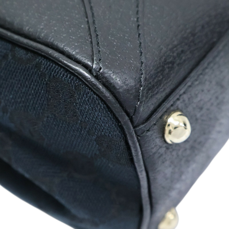 深藍色 緹花帆布 牛皮飾邊 Jackie GG 肩背包【GUCCI 古馳】 124407-10