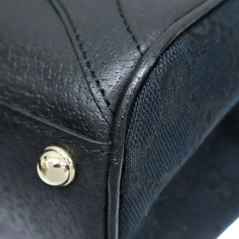 深藍色 緹花帆布 牛皮飾邊 Jackie GG 肩背包【GUCCI 古馳】 124407-11