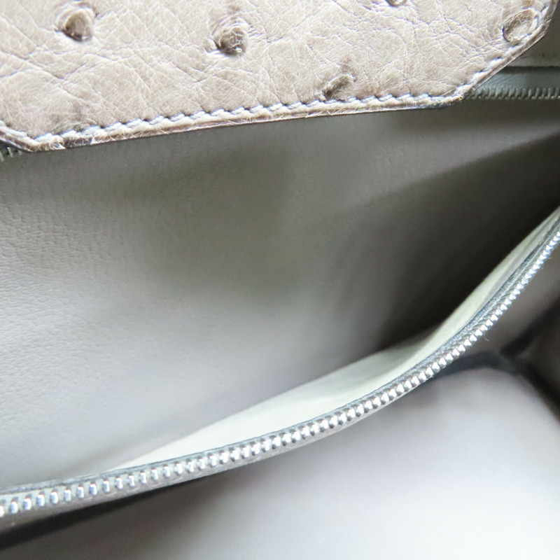 摩絲灰 鴕鳥皮 Birkin 35 柏金包 手提包 口F刻 銀刻【HERMES 愛馬仕】-3