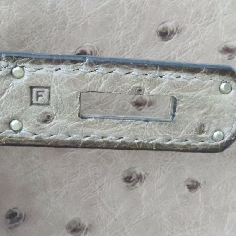 摩絲灰 鴕鳥皮 Birkin 35 柏金包 手提包 口F刻 銀刻【HERMES 愛馬仕】-6