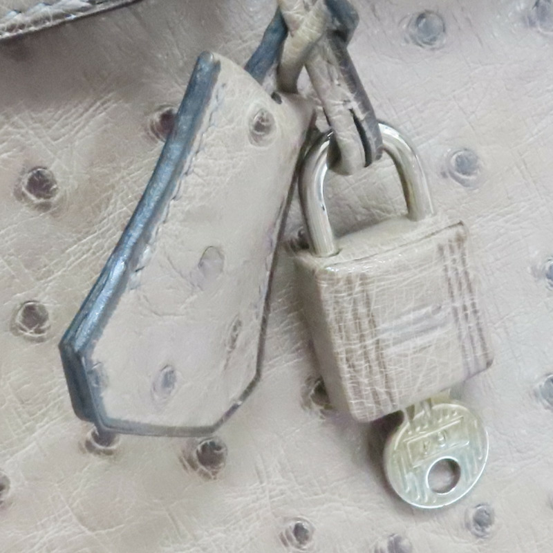 摩絲灰 鴕鳥皮 Birkin 35 柏金包 手提包 口F刻 銀刻【HERMES 愛馬仕】-7