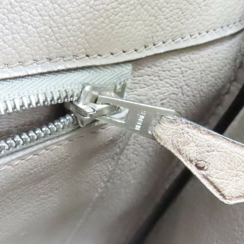 摩絲灰 鴕鳥皮 Birkin 35 柏金包 手提包 口F刻 銀刻【HERMES 愛馬仕】-9