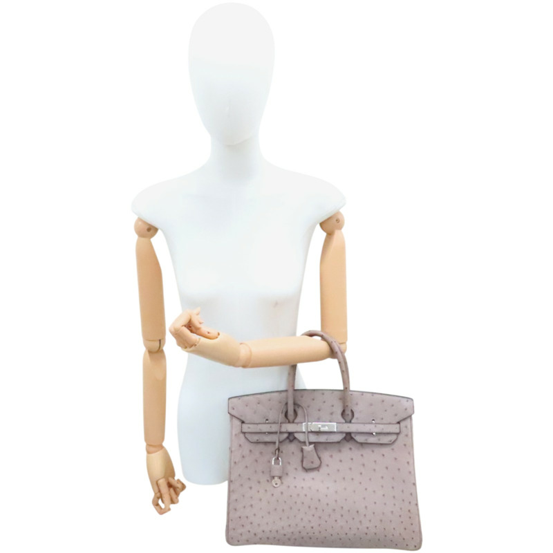 摩絲灰 鴕鳥皮 Birkin 35 柏金包 手提包 口F刻 銀刻【HERMES 愛馬仕】-10