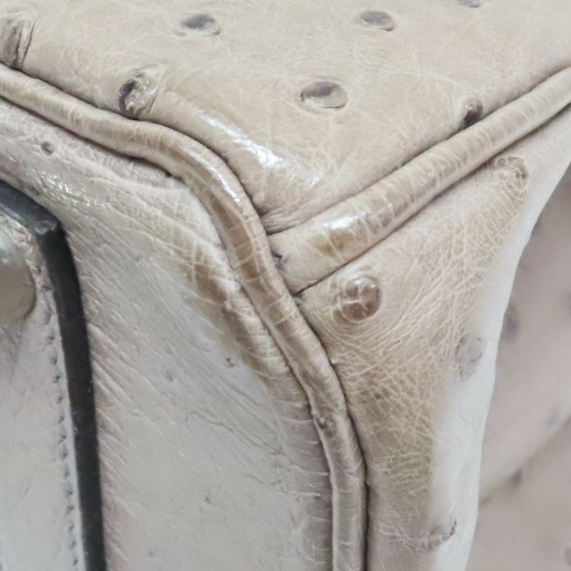 摩絲灰 鴕鳥皮 Birkin 35 柏金包 手提包 口F刻 銀刻【HERMES 愛馬仕】-13