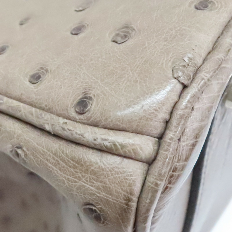 摩絲灰 鴕鳥皮 Birkin 35 柏金包 手提包 口F刻 銀刻【HERMES 愛馬仕】-14