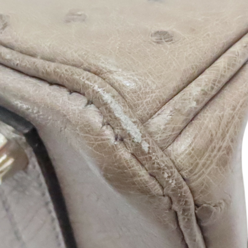 摩絲灰 鴕鳥皮 Birkin 35 柏金包 手提包 口F刻 銀刻【HERMES 愛馬仕】-15