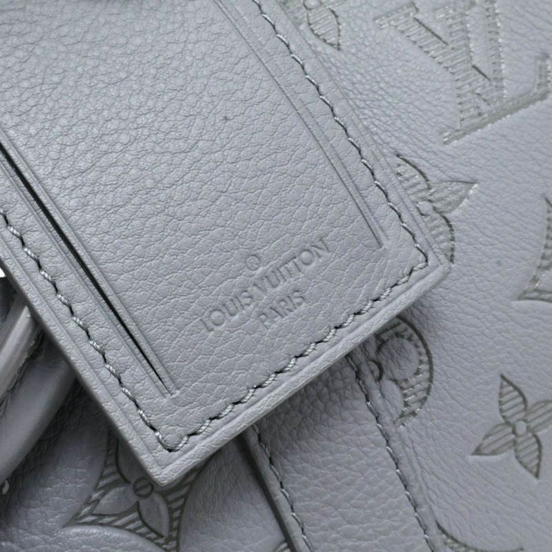 灰色 壓花牛皮 Keepall Bandouliere 50 行李袋 兩用包【LOUIS VUITTON LV 路易威登】 M46117-4