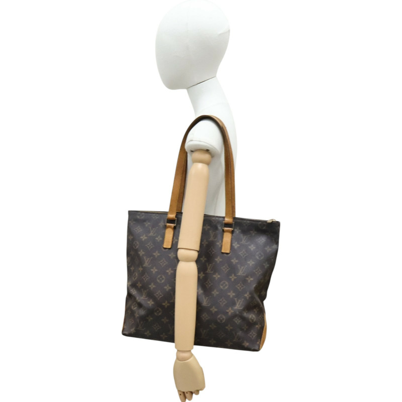 棕色 原花帆布 Cabas Mezzo 肩背包【LOUIS VUITTON LV 路易威登】 M51151-6