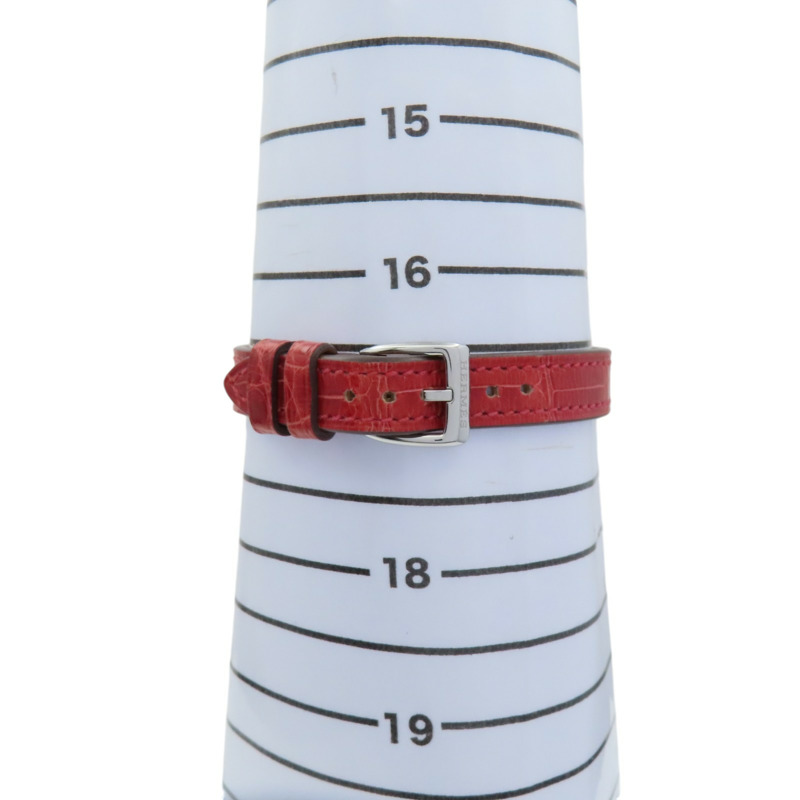 白錶面 紅色鱷魚皮錶帶 不鏽鋼 Galop d'Hermes 鑽石 石英錶【HERMES 愛馬仕】 GA1.230-6