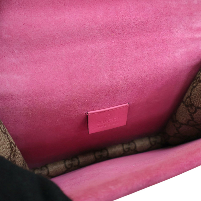 烏木色帆布 粉色麂皮 Dionysus GG Supreme 肩背包【GUCCI 古馳】 421970-2