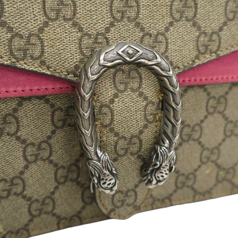 烏木色帆布 粉色麂皮 Dionysus GG Supreme 肩背包【GUCCI 古馳】 421970-8