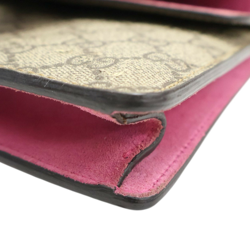 烏木色帆布 粉色麂皮 Dionysus GG Supreme 肩背包【GUCCI 古馳】 421970-11