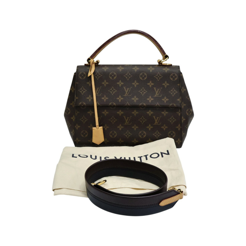 棕色 原花 PVC塗層帆布 Cluny MM 兩用包【LOUIS VUITTON LV 路易威登】 M42735-12